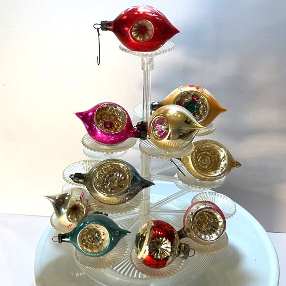 Vintage Christmas ornaments, indented Christmas balls; 10 vintage balls; pretty - Picture 2 of 7